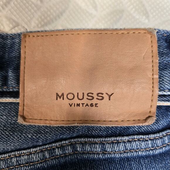 Moussy Vintage Jeans Womens 27 Mid Rise Crop Distressed Japan Designer Rock - Picture 6 of 14
